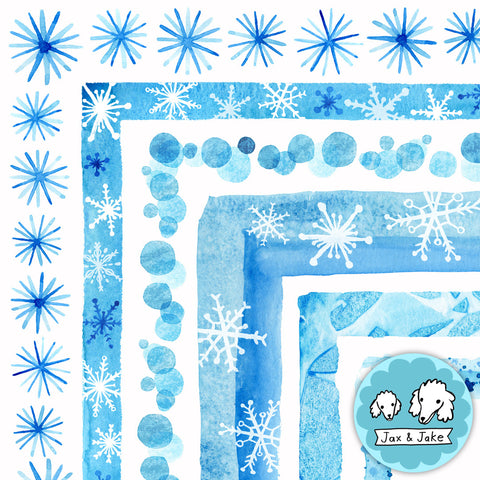 Watercolor Winter Clipart Borders