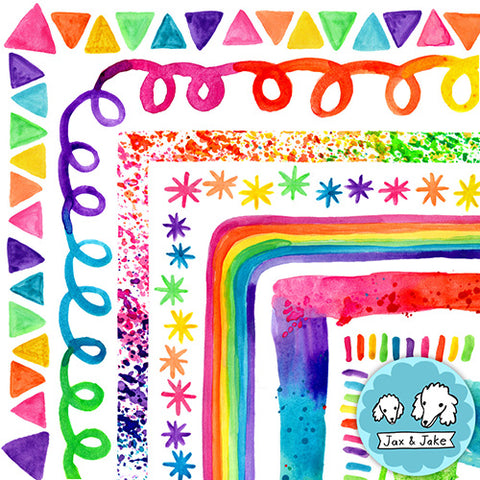 more colorful rainbow watercolor clipart borders