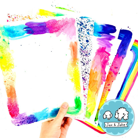 colorful rainbow watercolor clipart borders