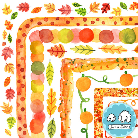 watercolor fall clipart borders