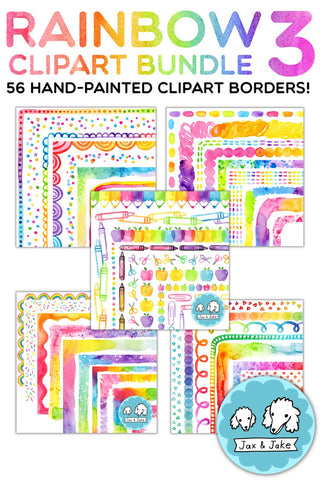 Rainbow Clipart Border Bundle