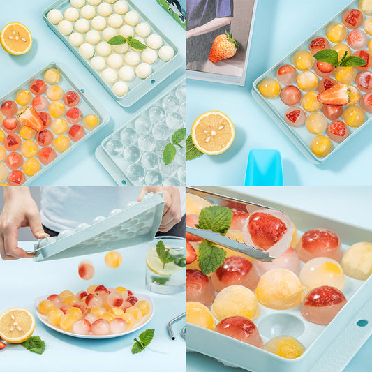 Combler Ice Cube Tray with Lid and Bin, Small Round Ice Cube Trays for  Freezer 2