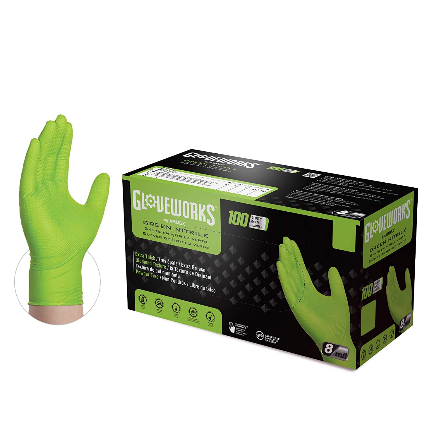 ammex green nitrile gloves