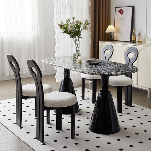oval marble dining table