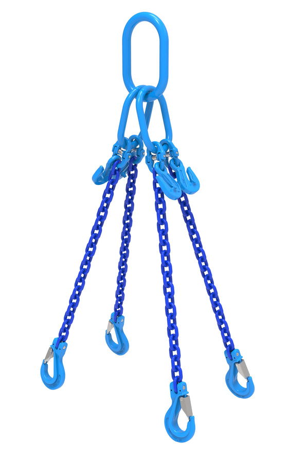 Chain Sling - 5/16 x 5' Double Leg with Sling Hooks and Adjusters - Grade 100