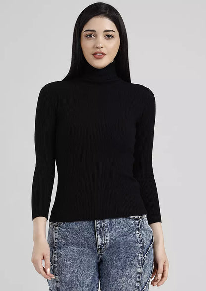 Iki Chic Ribbed Roll Neck Jumper