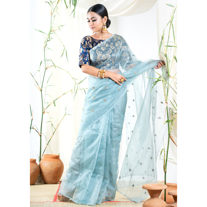 Buy Vinayak Textile Embroidered, Embellished Bollywood Organza Grey Sarees  Online @ Best Price In India | Flipkart.com