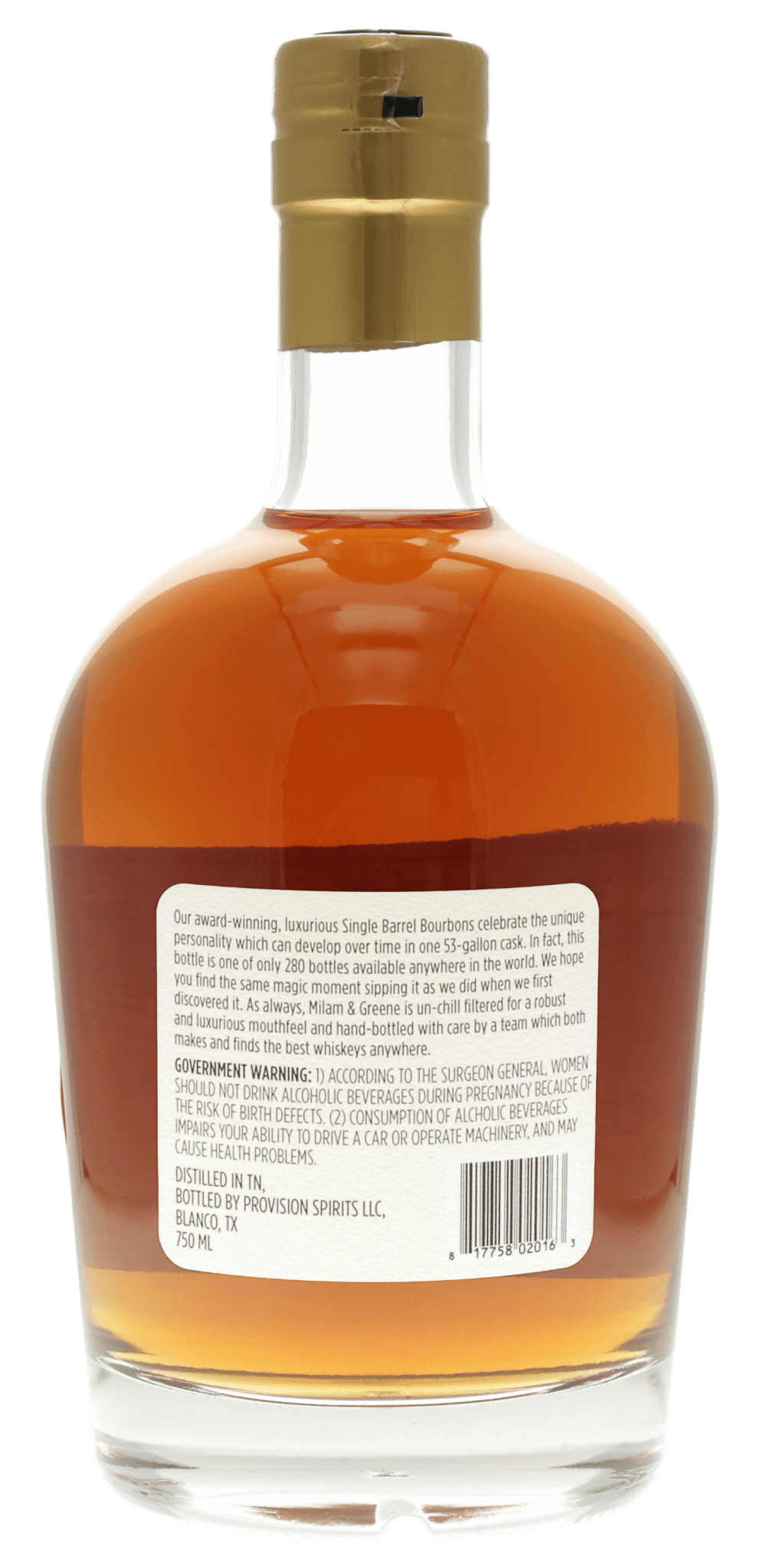 Milam & Greene Single Barrel Straight Bourbon Whiskey - 750 ml