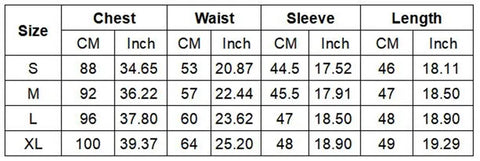 Classy Tunic Top Size Chart