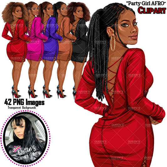 Beautiful African American Curvy Woman in Red Dress Icon Vector