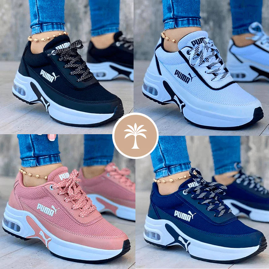 Tenis Sport Run para mujer en cinco colores: azul, negro, blanco, rosado y negro con mostaza. Escoge tu estilo ideal para el día a día