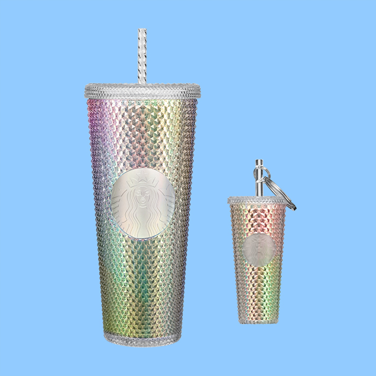 Iridescent Bling Cold Cup (24 oz) and Keychain