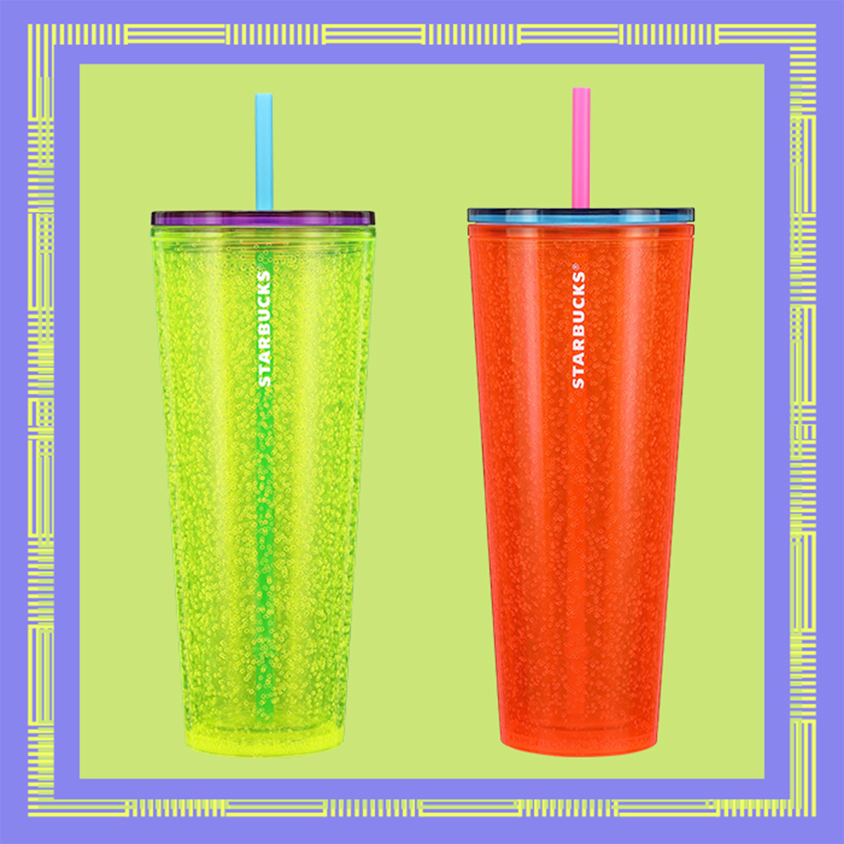 Tri-Colored Fluorescent Yellow and Tangerine Cold Cups (24 oz)