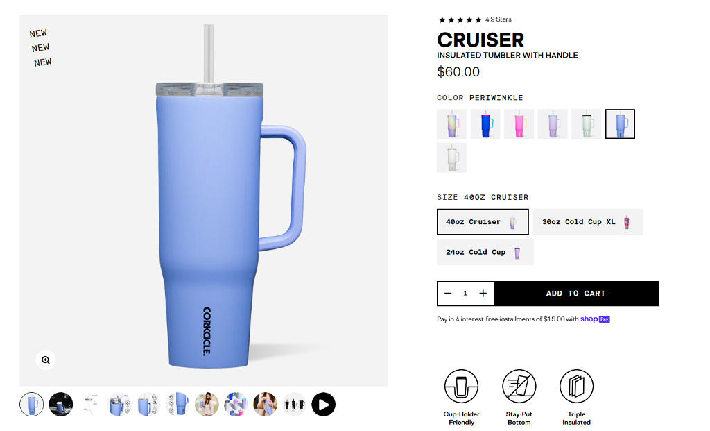 NEW Corkcicle Cruiser! This 40oz straw cup comes in these amazing