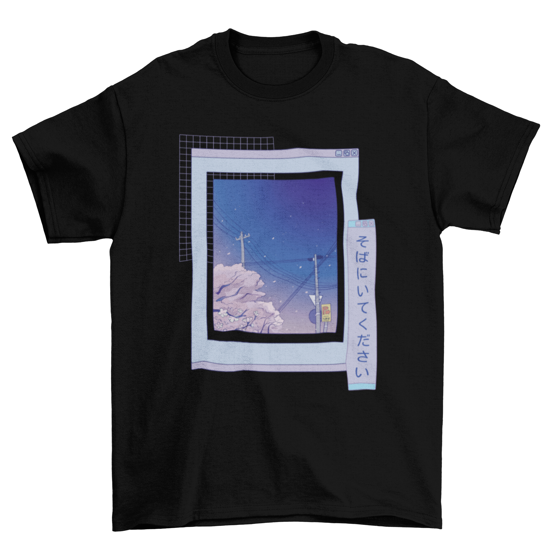 Vaporwave anime landscape t-shirt