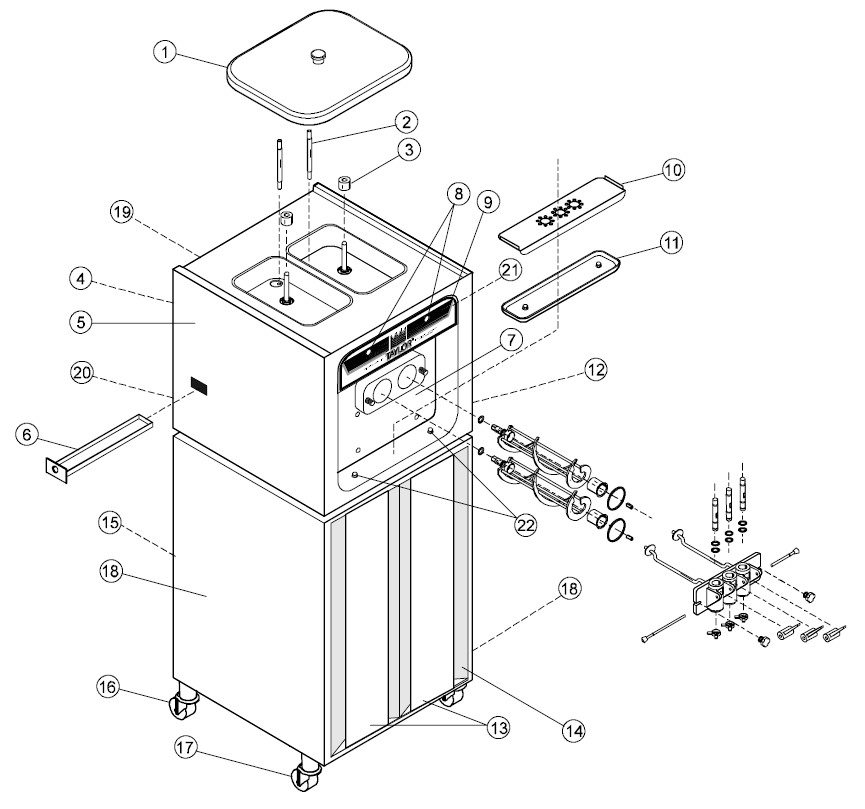 Taylor 152 soft serve machine parts diagrams of Panels.