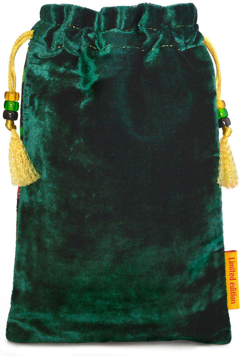 The Manticore bag. Printed on silk velvet. Forest green velvet version. - Baba Store - 2