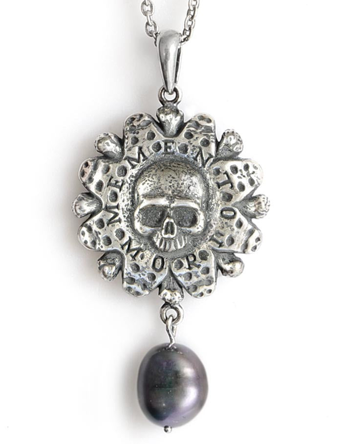 memento mori silver pendant