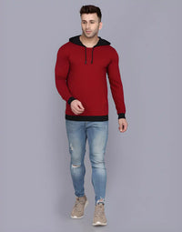 Thumbnail for Cotton Solid Full Sleeves Hooded T-Shirt