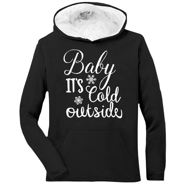 Black Fur Hoodie Baby Its Cold Outside Mommy Me – Upon A Bowtique