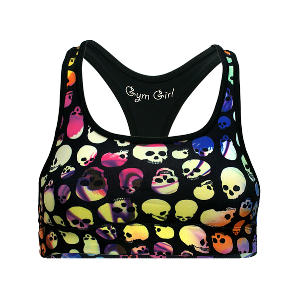 Inspired Activewear | Sports Bra in Rainbow Skull | Gym Girl