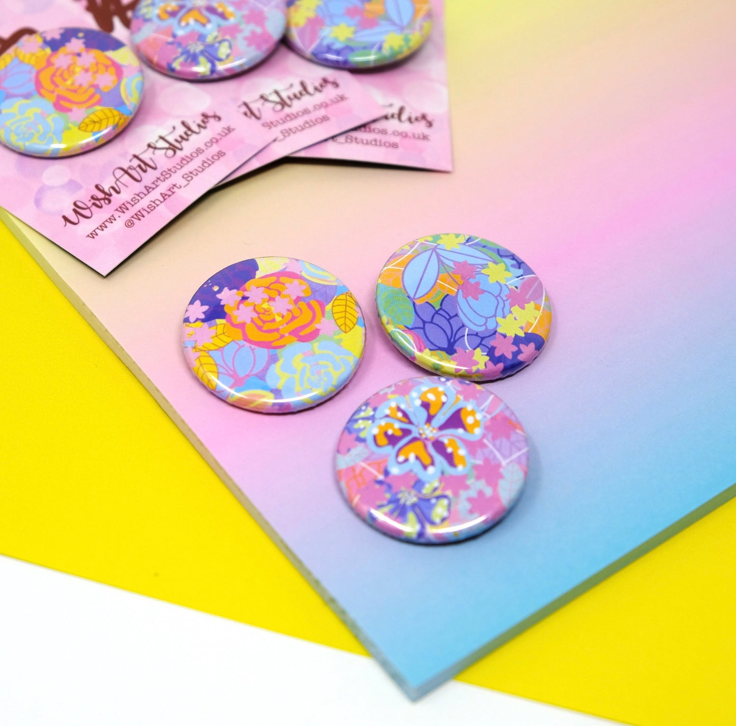 Bold Botanical's Wild Collection - 38mm Colourful Metal Pin Button Badge - Cute Floral Badges In 3 Unique Designs