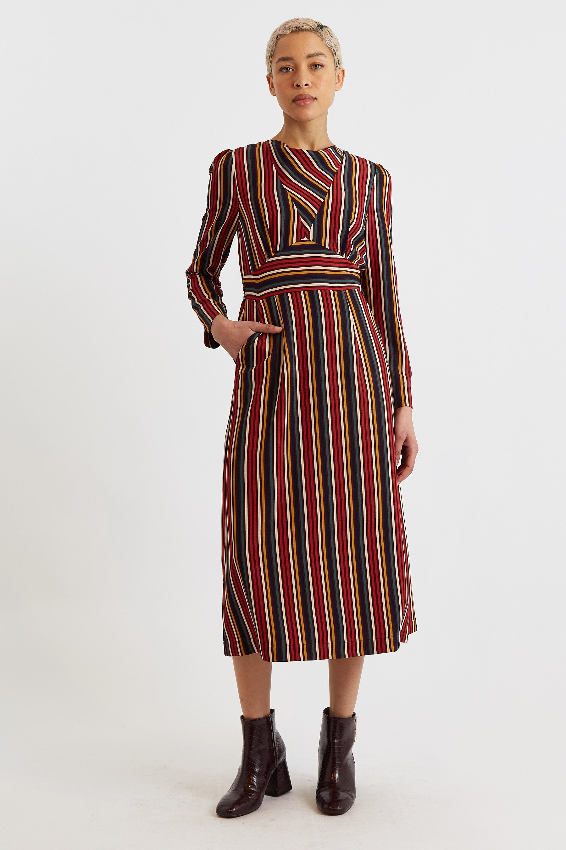 Lua Winter Stripe Long Sleeve Midi Dress product