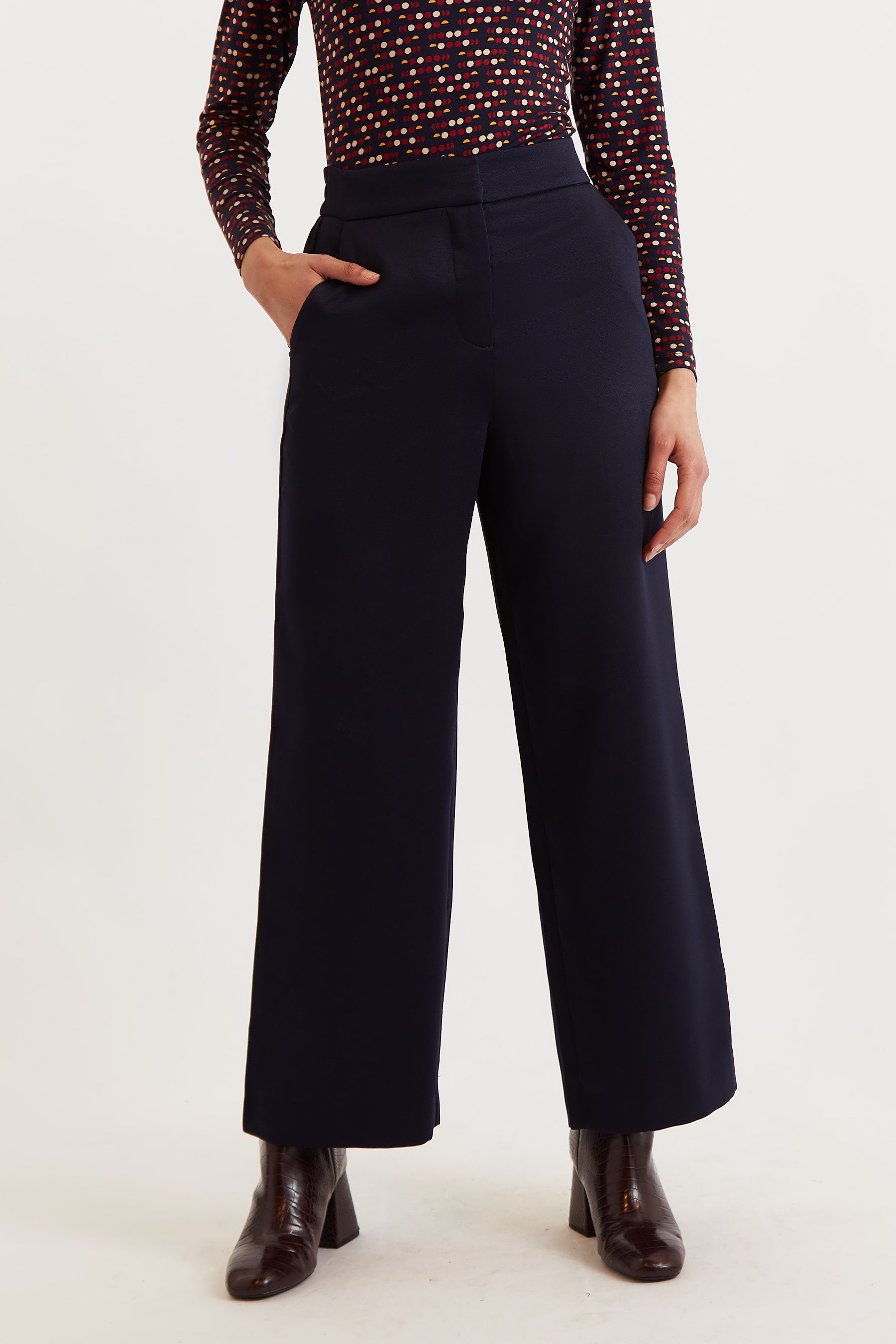 Tilde Sustainable Satin Back Crepe Wide Leg Trousers - Navy product