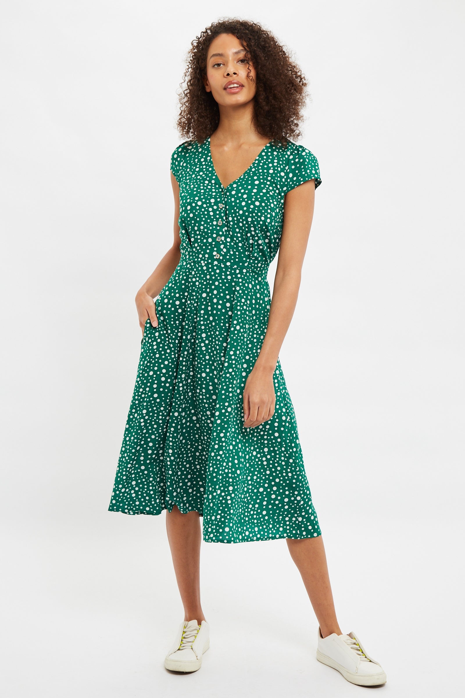 Louche Cathleen Midi Spot It Print Midi Tea Dress Green product