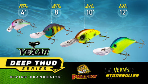 Vexan 6-Pack Phat Boy 8 Crankbait Lures Gold/Blue/Yellow/Purple/Green/Gray/Clear 8 ft Variety #2 PB 6-pk 8