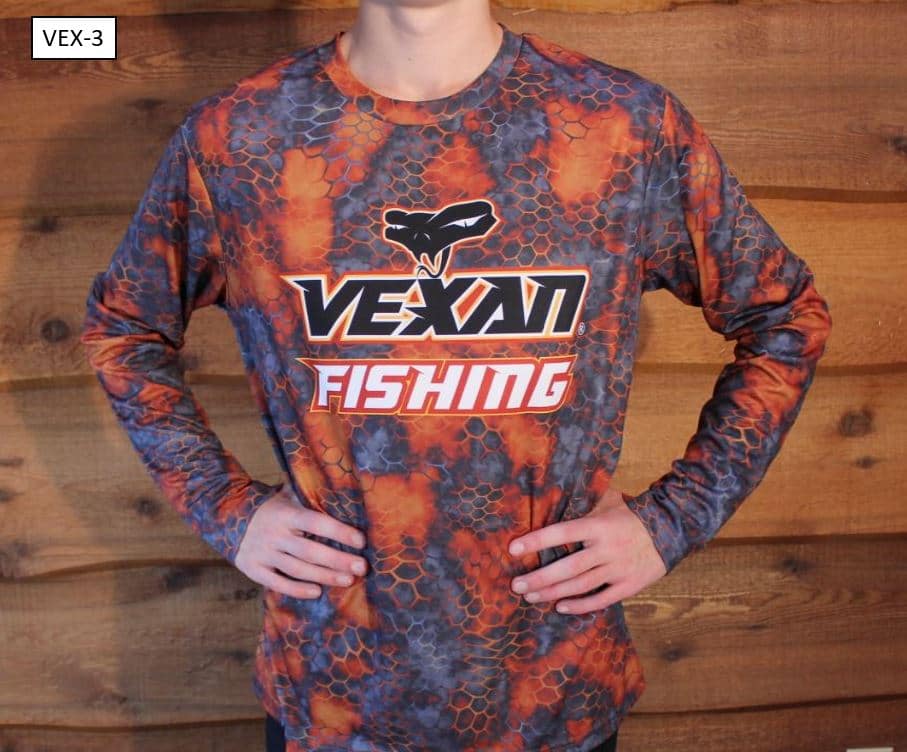 Vexan Fishing Long Sleeve T-Shirt Red Water Pattern