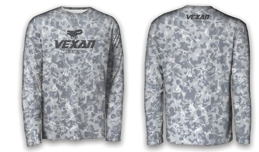 Vexan Fishing Performance Long Sleeve T-Shirt Gray Camo Dark Gray