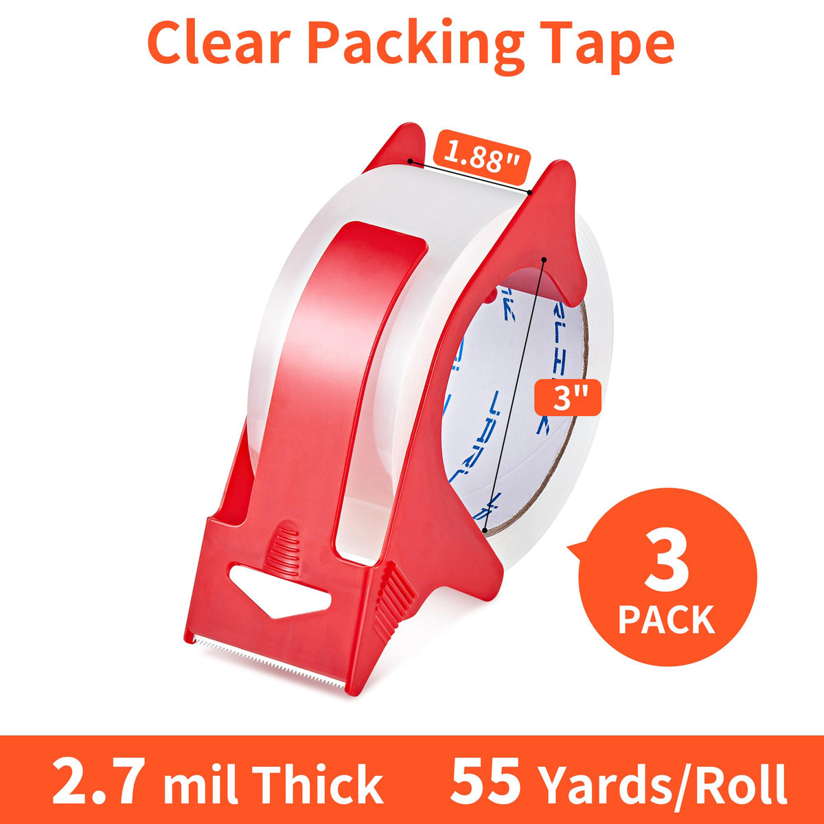 JARLINK Packing Tape Dispenser Gun (2 Pack) with 2 Rolls Tape, 2 inche