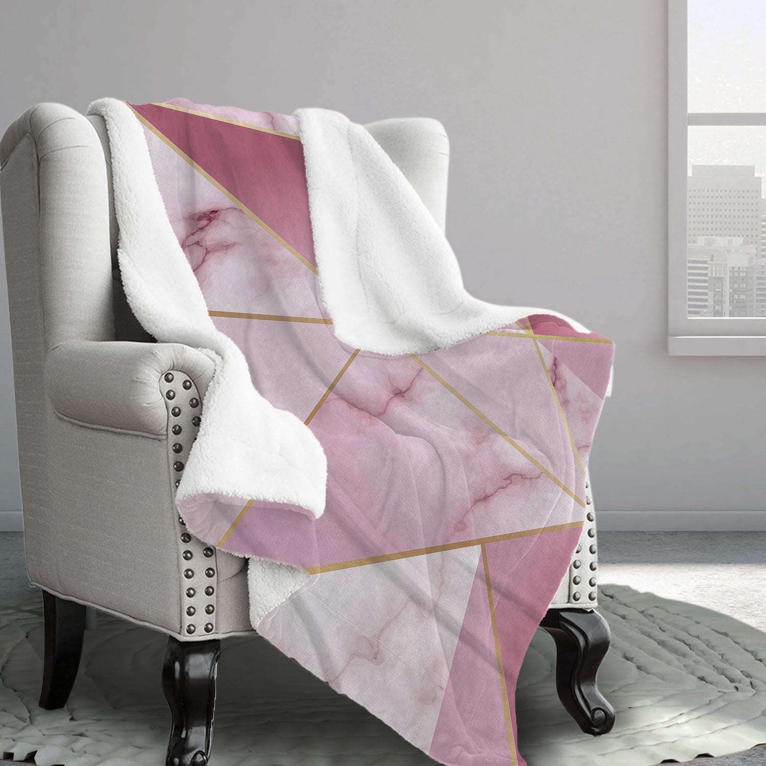 Geometrical Marble Sherpa Blanket