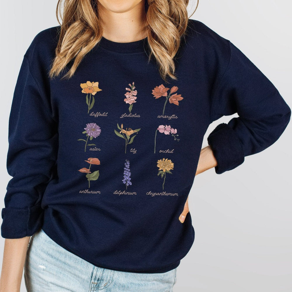 Graphic Tee Shirt for Women Vintage Wildflower Oversized T-shirt