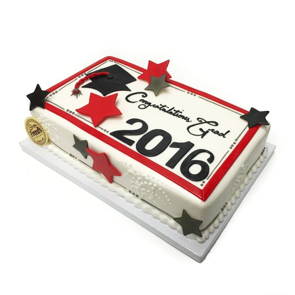 red graduation sheet cakes