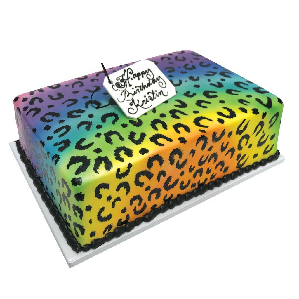 Радужный леопардовый торт