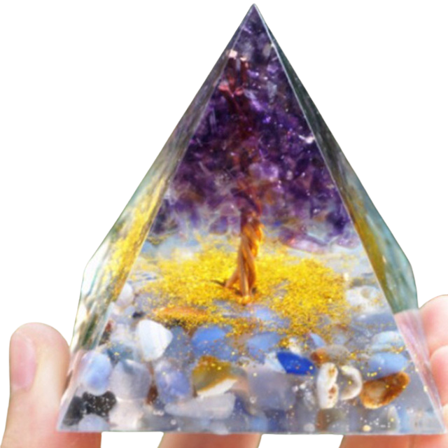 Tree Of Life Purple Healing Energy Pyramid Crystal