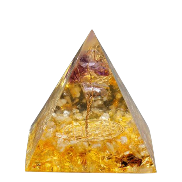 Gold Tree Of Life Healing Energy Pyramid Crystal