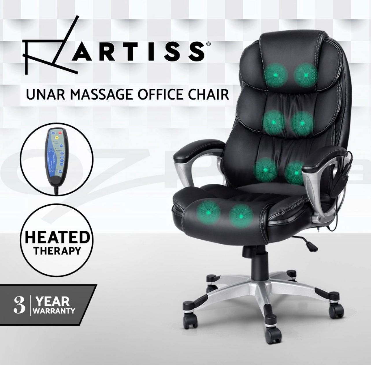 artiss massage office chair 8 point heated chairs