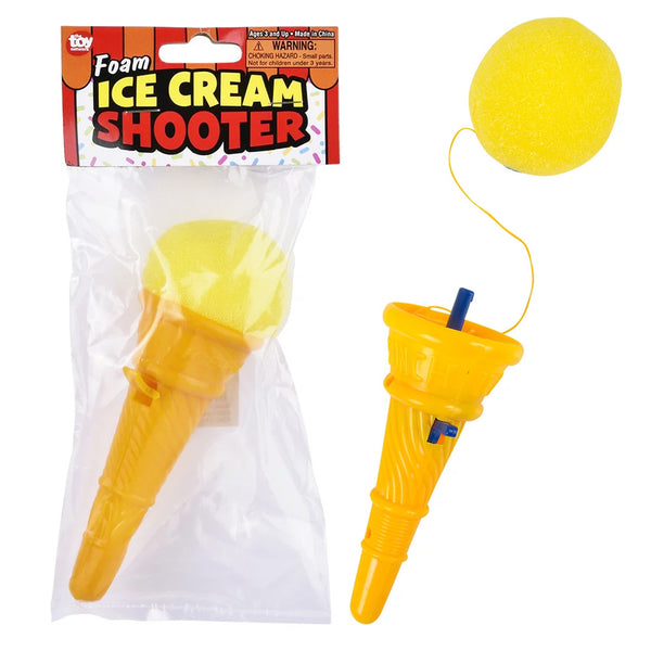 Small Ice Cream Cone Shooter Popper Toy - Foam Ball Shoots From Cone 