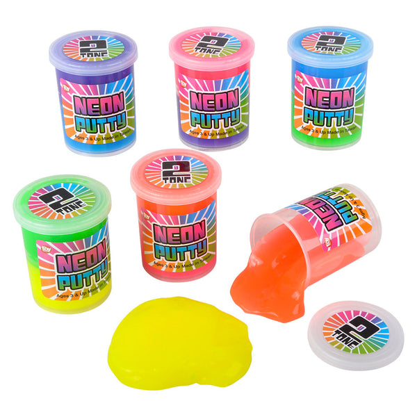 Mini Neon Noise Fart Putty - Mini Slime Containers for Halloween Goody Bags - Trick or Treat Bulk - Set of 48 Slimes (4 Dozen)