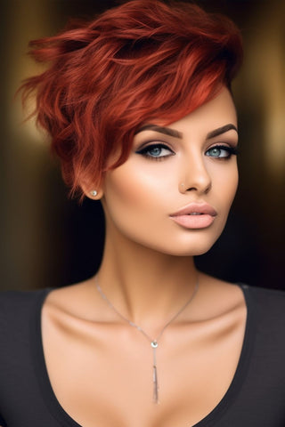 woman with ginger pixie cut