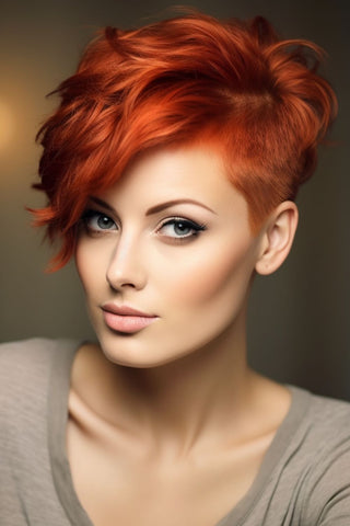 Woman with ginger pixie cut