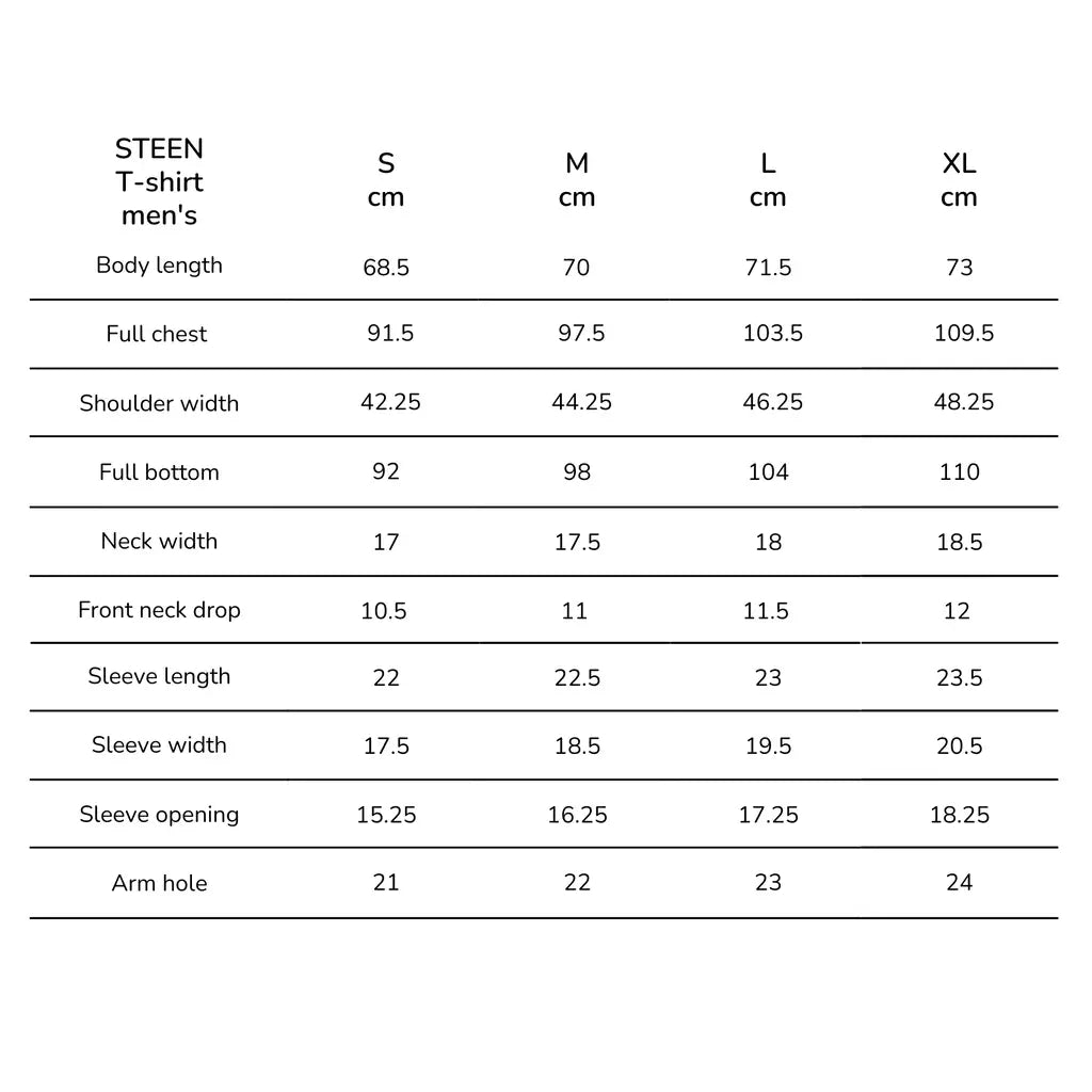 Men's T-Shirt Size Chart