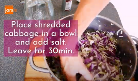 Place shredded cabbage in a bowl