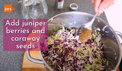 Add juniper berries and caraway seeds