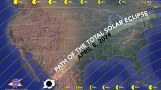 map of the united states detailing the path of totality for the total solar eclipse 2024