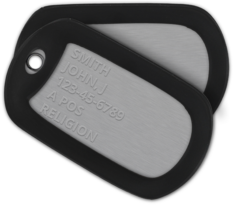 Dog Tags / Military Stainless Steel / Personalized Custom / 1 Line