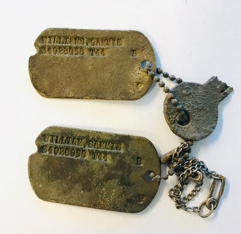 Antique Dog Tags and broken key on chain